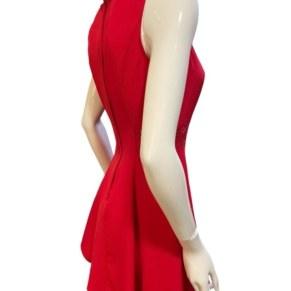 H&M Divided Red Crochet Lace Fit & Flare Mini Dress Size 6 - Picture 4 of 12